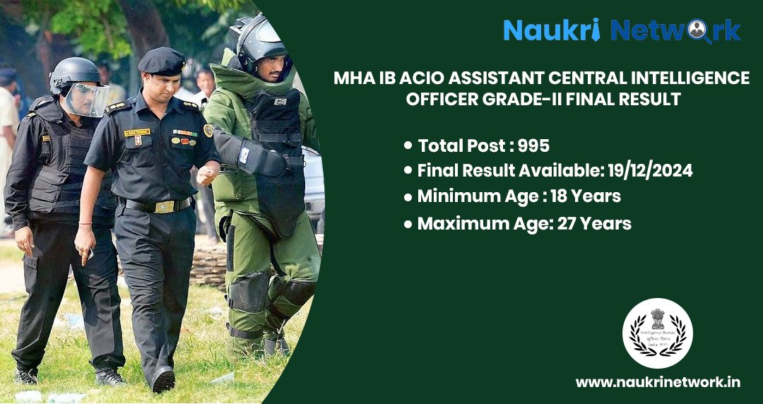 MHA IB ACIO Assistant Central Intelligence Officer Grade-II Final Result