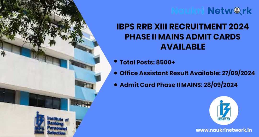 IBPS RRB XIII Recruitment 2024 Phase II MAINS Admit Cards Available