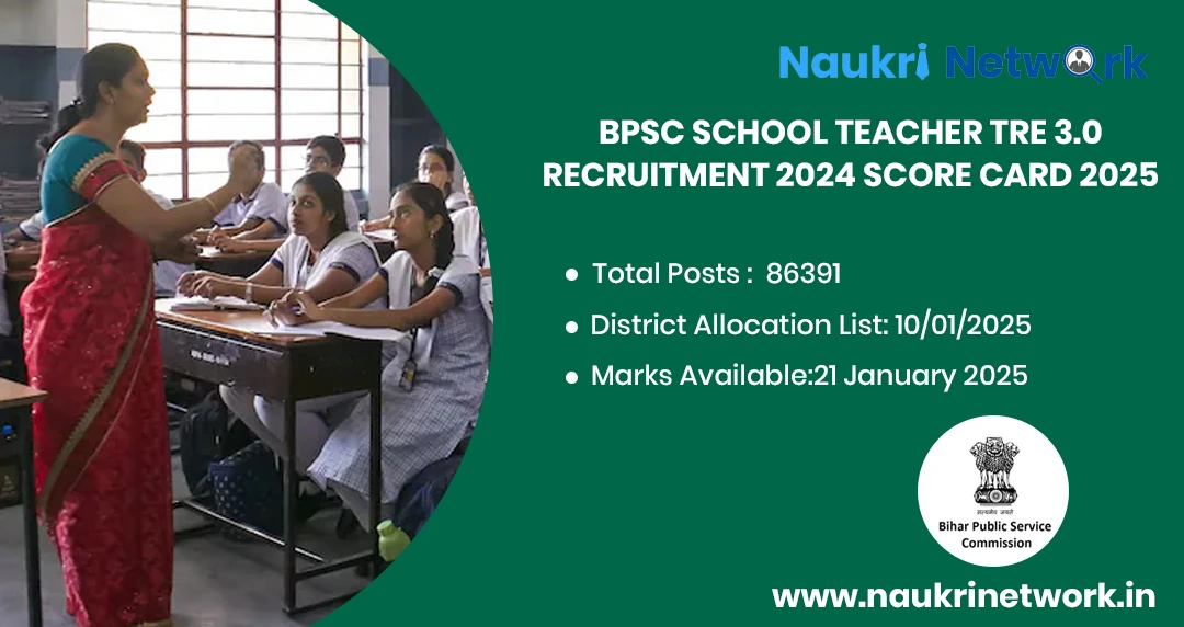 BPSC School Teacher TRE 3.0 Recruitment 2024 Score Card 2025