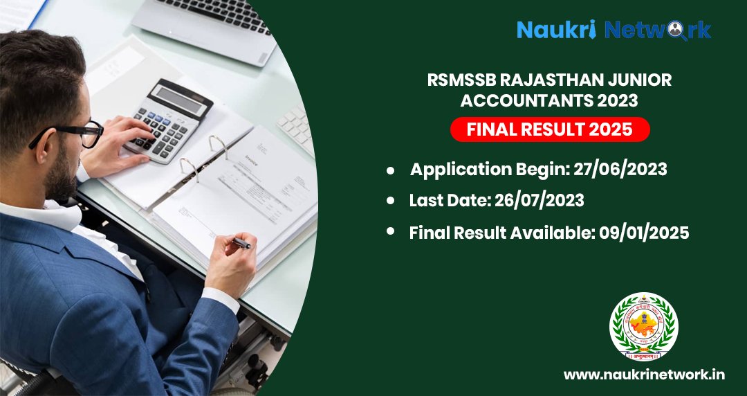 RSMSSB Rajasthan Junior Accountants 2023 | Final Result 2025