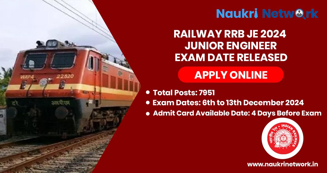 Railway RRB JE 2024 Junior Engineer Exam Date Released