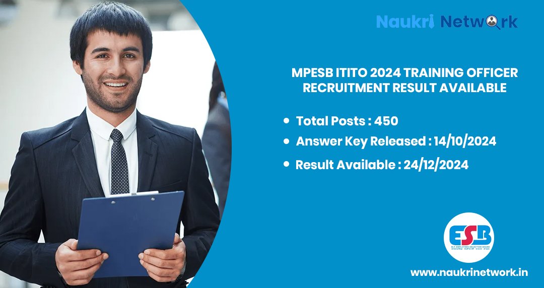 MPESB ITITO 2024 Training Officer Recruitment Result Available