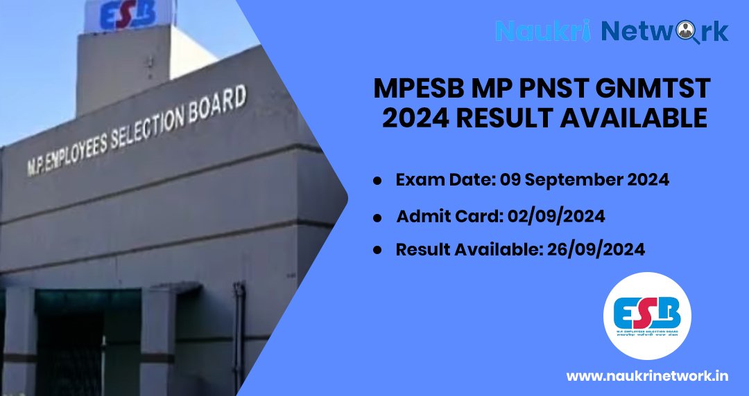 MPESB MP PNST GNMTST 2024 Result Available