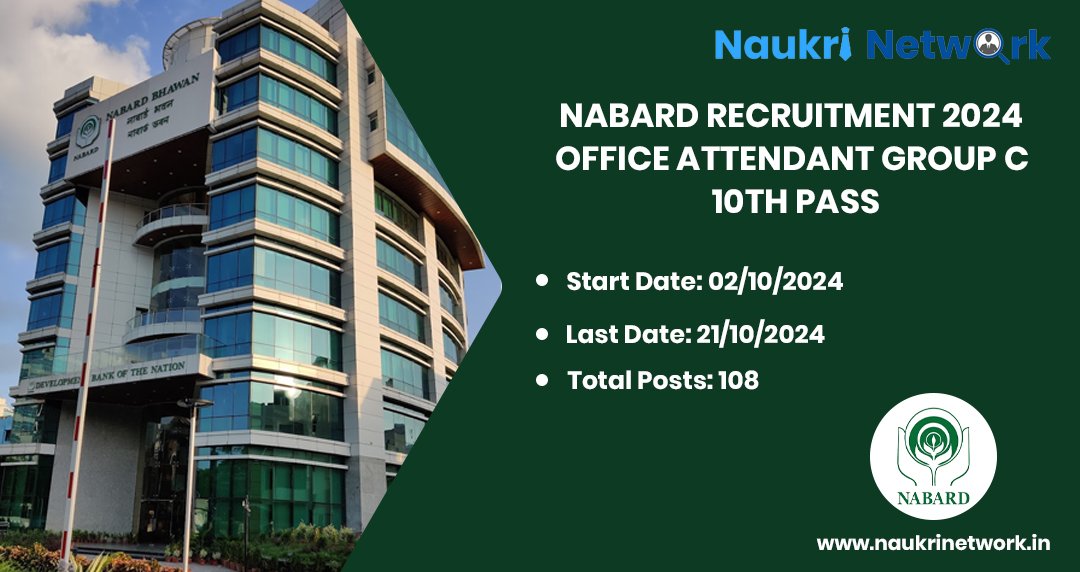 Nabard Recruitment 2024 Office Attendant Group C 10th Pass