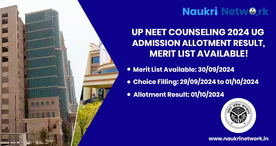 UP NEET Counseling 2024 UG Admission Allotment Result, Merit List