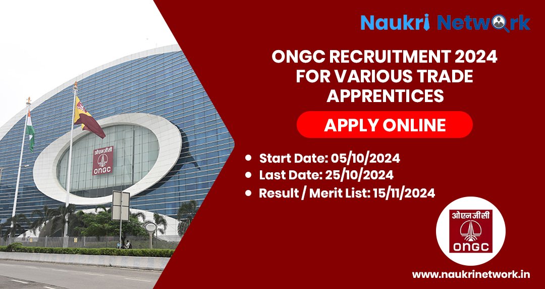 ONGC Recruitment 2024 for Various Trade Apprentices Apply Online