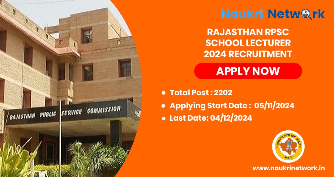 Recruitment for Rajasthan RPSC School Lecturer 2024