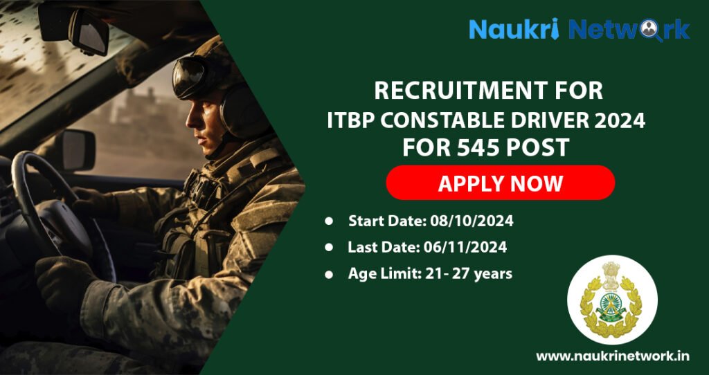 545 Form ITBP Constable Driver Recruitment 2024 Online Form: 545 Post