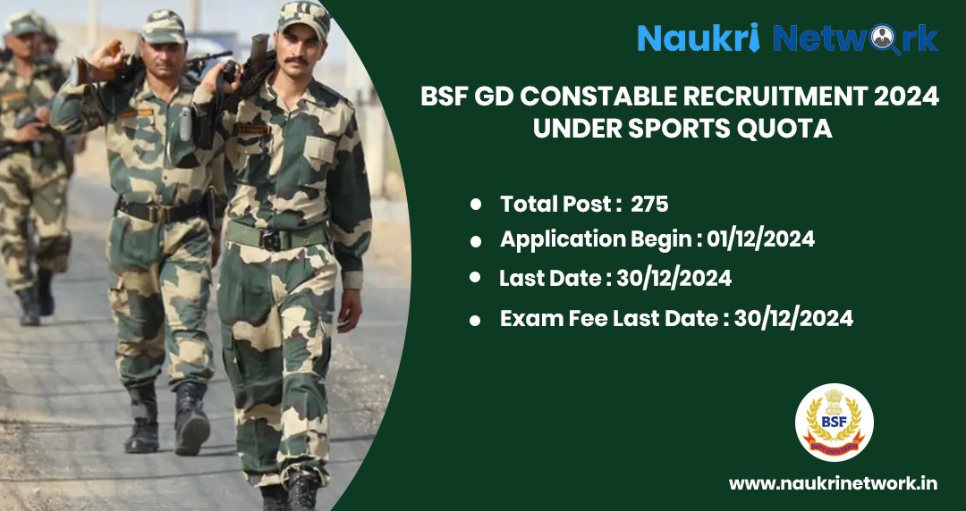 BSF GD Constable Recruitment 2024 Under Sports Quota