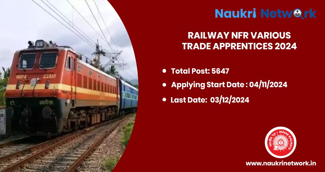 Railway NFR Various Trade Apprentices 2024