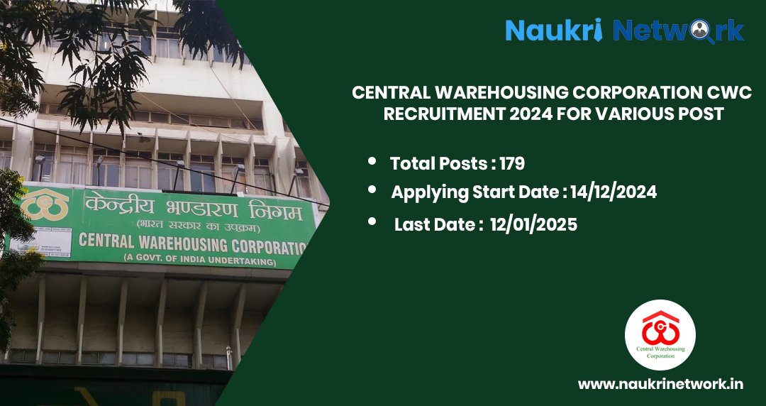 Central Warehousing Corporation CWC Recruitment 2024 for Various Post